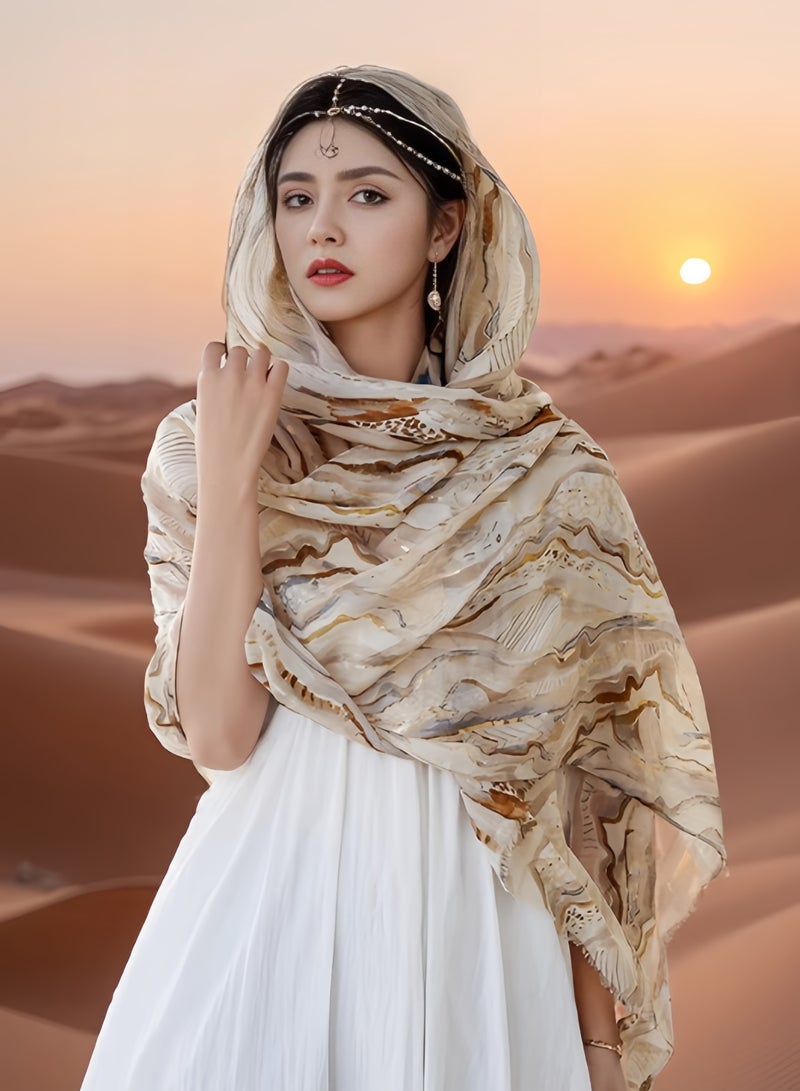 عباءة طويلة بأزرار مقاومة للرياح والشمس والرمال، بتصميم عرقي، متعددة الاستخدامات، ملابس خارجية للسفر لالتقاط الصور، رقيقة (180*90 سم/71*35 بوصة) - Image 2