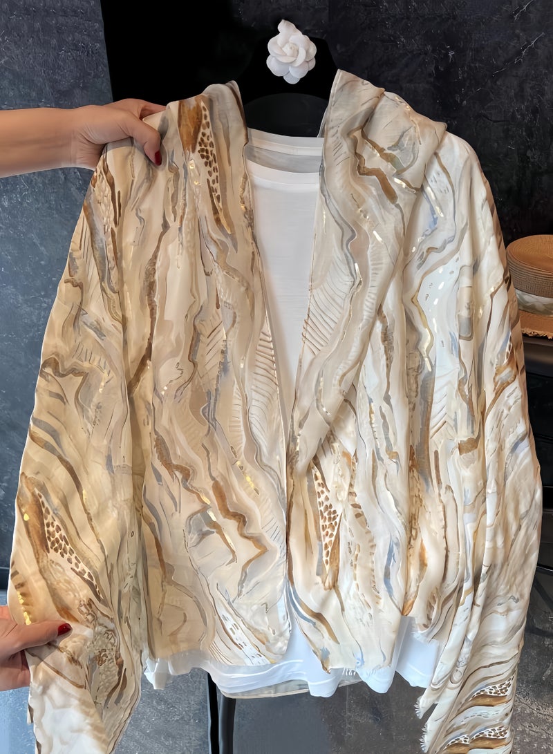 عباءة طويلة بأزرار مقاومة للرياح والشمس والرمال، بتصميم عرقي، متعددة الاستخدامات، ملابس خارجية للسفر لالتقاط الصور، رقيقة (180*90 سم/71*35 بوصة) - Image 5