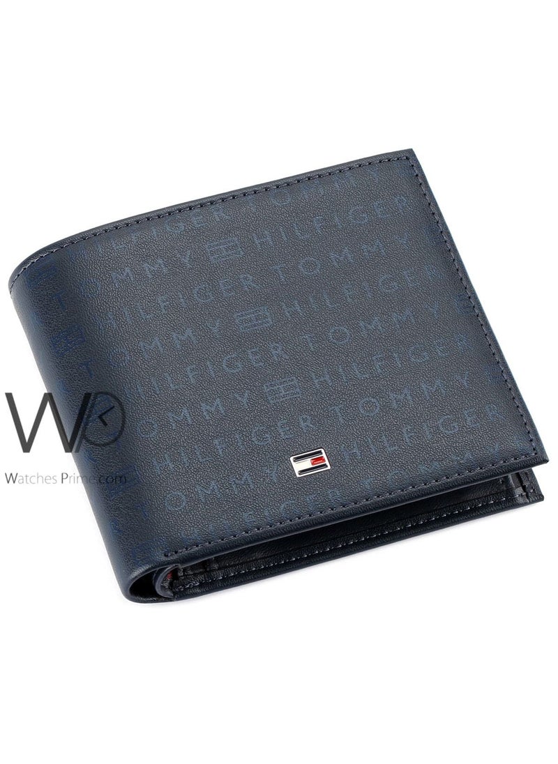 Tommy Hilfiger Plus Tommy Hilfiger Men's Purse Blue Original Leather Printed Hilfiger  - Image 1
