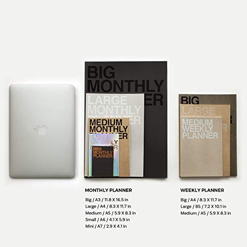 JSTORY Small Monthly Planner Set of 2 Stitch Bound Flat Lay Compact Handy Year Round Flexible Cover Goal/Time Organizer Thick Paper Eco Friendly Customizable A6 16 Months 18 Sheets Each Kraft - Image 5