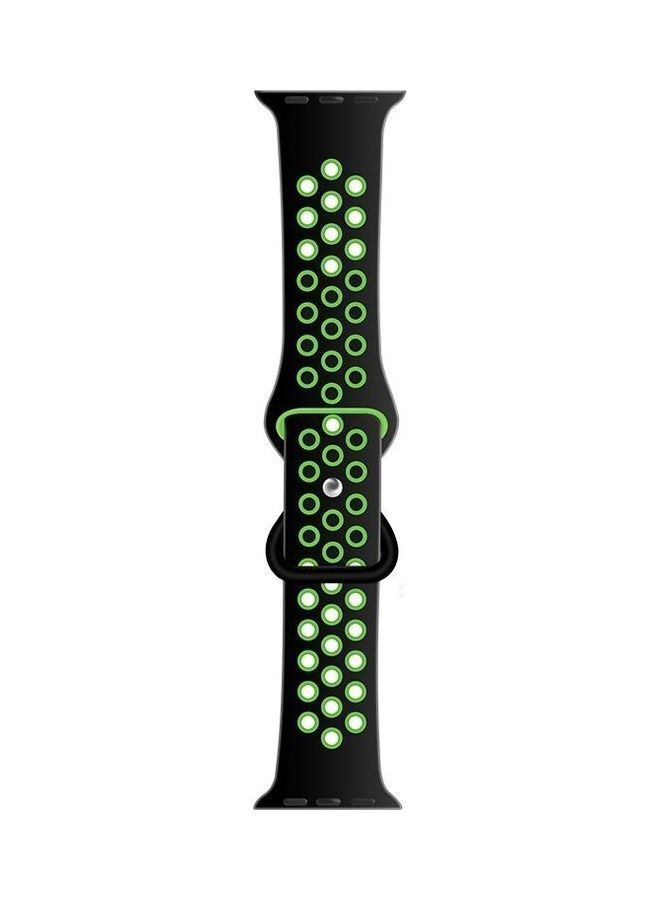 NIBEMINENT Butterfly Buckle Dual-tone Replacement Watchband For Apple Watch Series 7 41mm/6 & SE 5 4 40mm/3 2 1 38mm Black/Green - Image 1