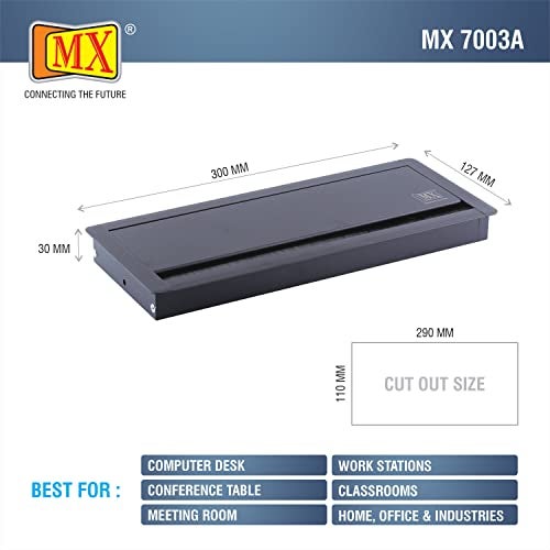 MX Table Wire Hole Cover – Cable Hole Desk Cap, Wire Cable Management, Metal Rectangle Cable Grommet for Computer Desk, Office Table, 300x127x30 mm - Image 3