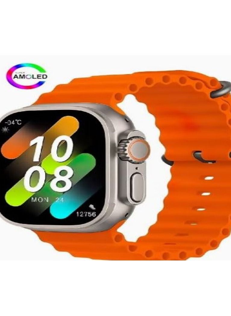 HK8 Pro Max 2.12" AMOLED screen Ultra Smart Watch Series 8 49mm Memory 256MB Battery 320mAh Compass NFC Waterproof IP68 Wireless Charging Orange - Image 1