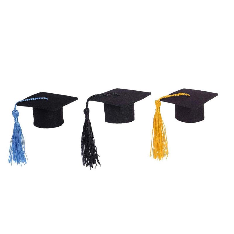 BinaryABC Graduation Cap Bottle ToppersMini Graduation Cap DecorationsGraduation Party Decorations3PcsRandom Color