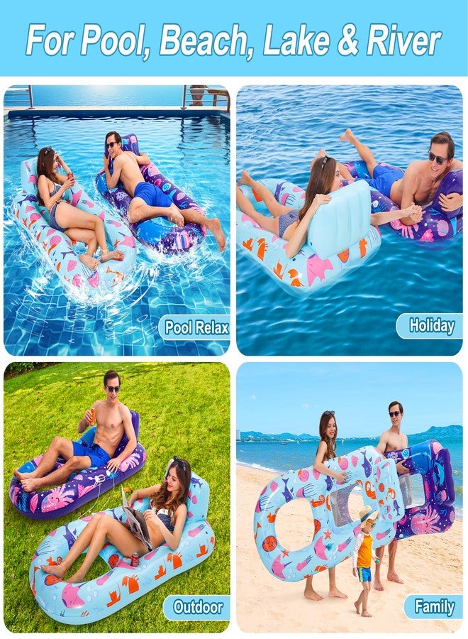 PuppyuWill 2 Pack Pool Floats Adult,Inflatable Pool Lounger Float Heavy Duty with Cup Holder, Backrest & Footrest Pool Lounge Float Extra Large Pool Rafts for Adults Beach Lake Party - Image 5