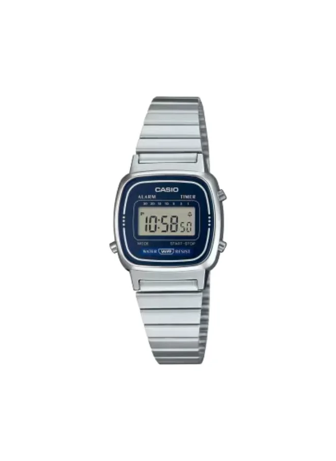 كاسيو Women's Digital Display Watch With Silver Stainless Steel Strap - LA-670WA-2D