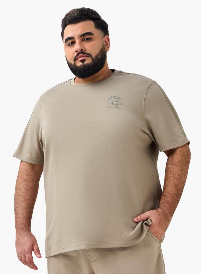 ماكسيم تيشيرت رجالي بياقة دائرية وأكمام قصيرة بتفاصيل شريط جاكار - Image 1