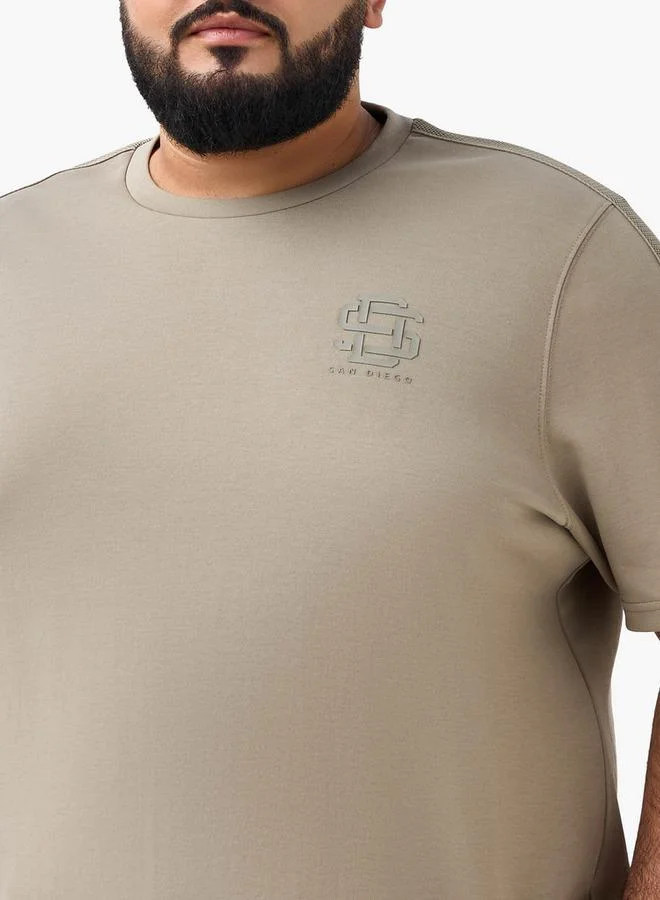 Maxim  Men Regular Fit Crew Neck Short Sleeve Jacquard Tape Detail T-shirt for Men | Best Price UAE