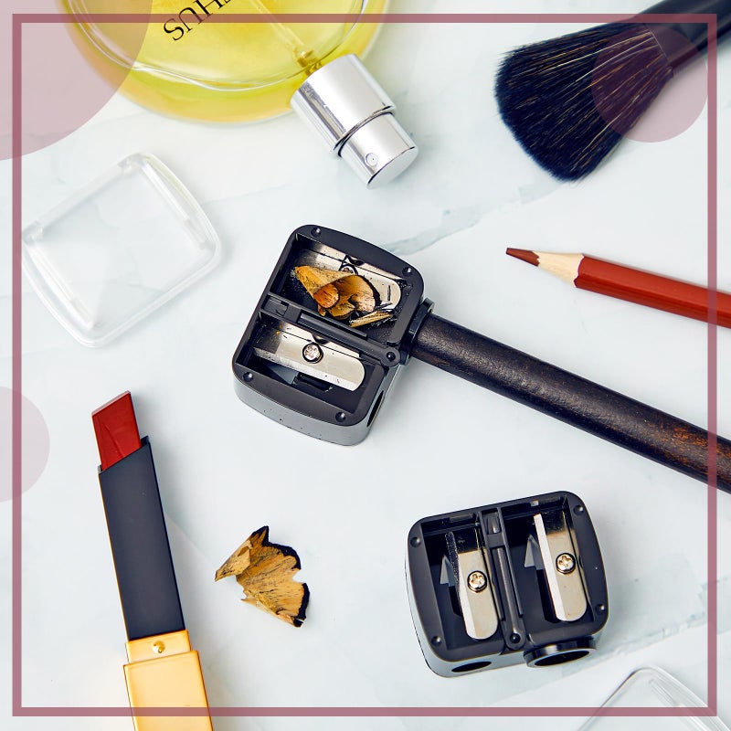 Chuangdi 5 Pcs Makeup Pencil Sharpener 3 in 1 with Cover, Size Adjuster, Brow Pencil Sharpener Double Barrel for Small and Extra Large Eyeliner Lip Liner Cosmetic - Image 4