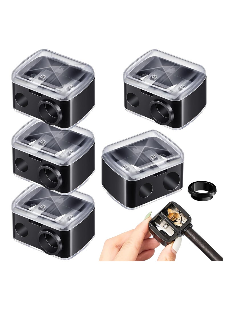 Chuangdi Chuangdi 5 Pcs Makeup Pencil Sharpener 3 in 1 with Cover, Size Adjuster, Lip Liner Pencil Sharpener Cosmetic Pencil Sharpener Double Barrel for Small and Extra Large Eyeliner Lip Liner Brow Pencils  - Image 1