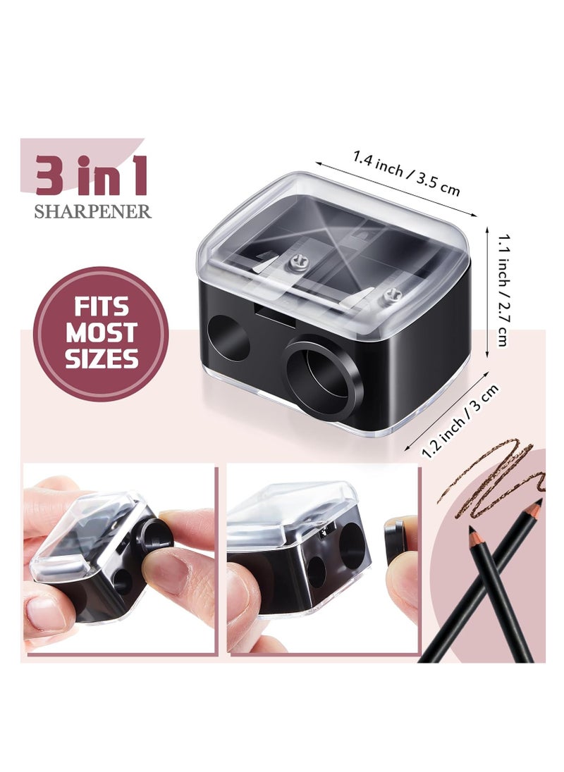 Chuangdi Chuangdi 5 Pcs Makeup Pencil Sharpener 3 in 1 with Cover, Size Adjuster, Lip Liner Pencil Sharpener Cosmetic Pencil Sharpener Double Barrel for Small and Extra Large Eyeliner Lip Liner Brow Pencils  - Image 2