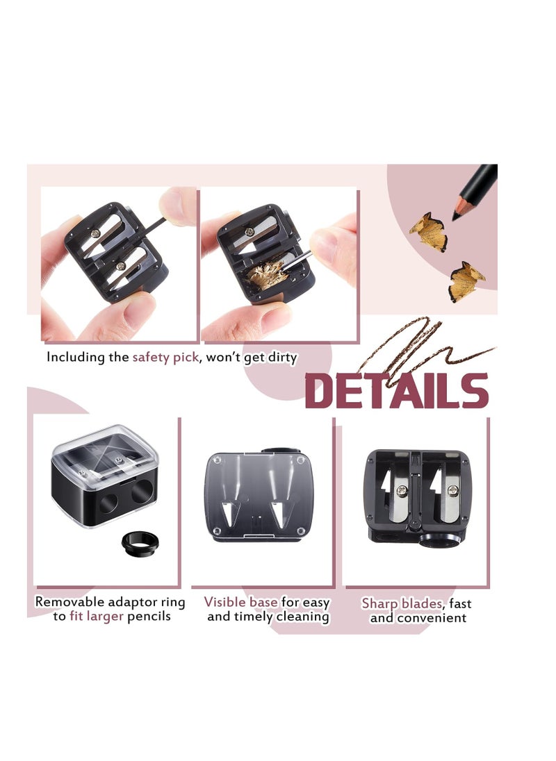 Chuangdi Chuangdi 5 Pcs Makeup Pencil Sharpener 3 in 1 with Cover, Size Adjuster, Lip Liner Pencil Sharpener Cosmetic Pencil Sharpener Double Barrel for Small and Extra Large Eyeliner Lip Liner Brow Pencils  - Image 3