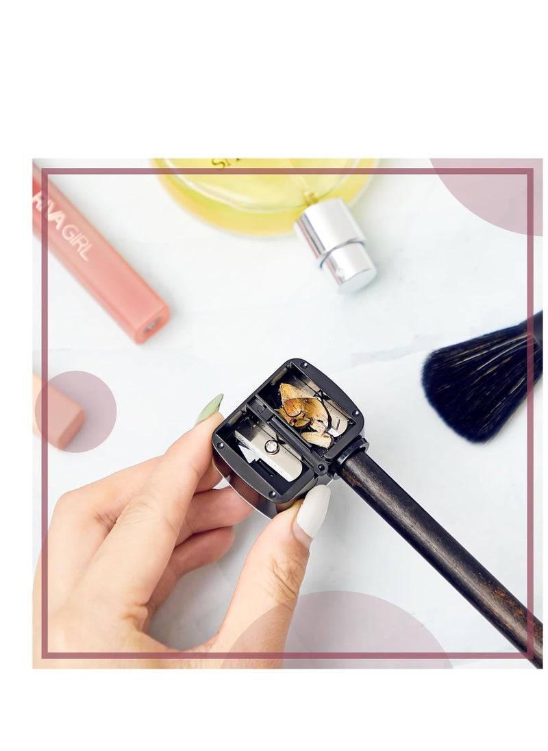 Chuangdi Chuangdi 5 Pcs Makeup Pencil Sharpener 3 in 1 with Cover, Size Adjuster, Lip Liner Pencil Sharpener Cosmetic Pencil Sharpener Double Barrel for Small and Extra Large Eyeliner Lip Liner Brow Pencils  - Image 4