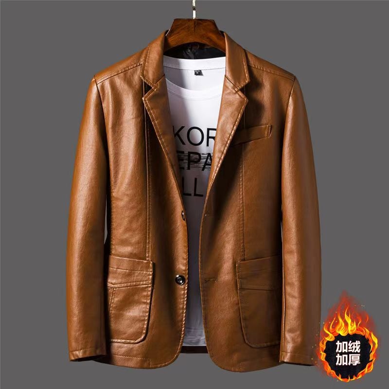 Autumn Suit Leather Jacket New National Trend Jacket Retro Street Jacket Men'S Winter Handsome Business - Image 1