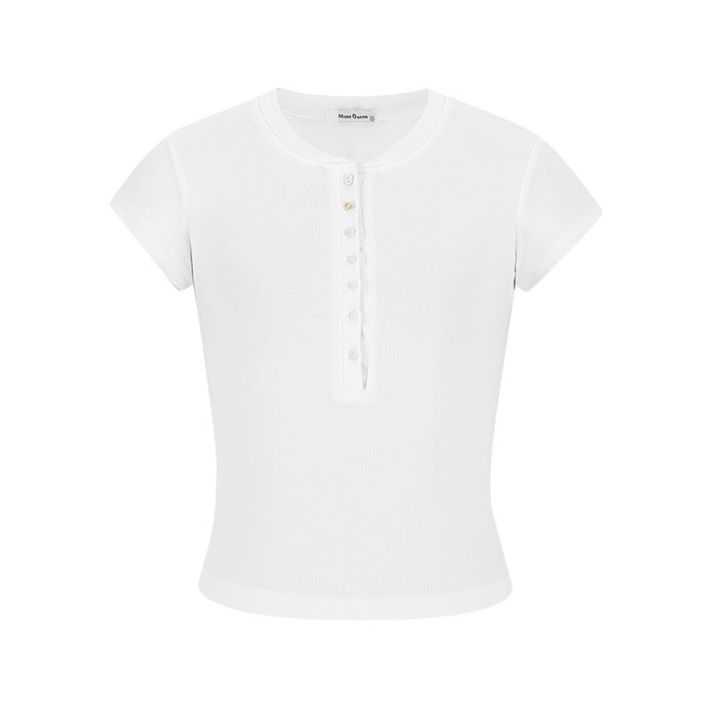 Princess Diana Half Open Collar Slim Fit Right Shoulder Half Sleeve T-Shirt For Women - Image 1