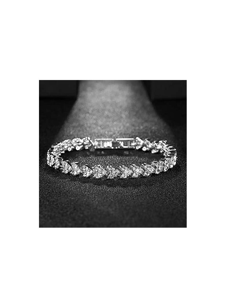 NNEWVANTE Bracelets for Women, Cubic Zirconia Tennis Bracelet, Classic Bling Bangles for Teens Girls and Female Hand Jewelry Accessories-6.5 Inch  - Image 2