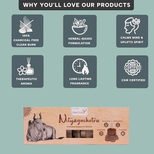 GOW DURBAR GowDurbar Nityagnihotra Natural Havan Cakes 18 Pieces | Vedic Agnihotra Samagri with 16 Sacred Herbs & Desi Cow Panchagavya | Low Smoke| for Pooja, Havan, Meditation & Home Purification - Image 4