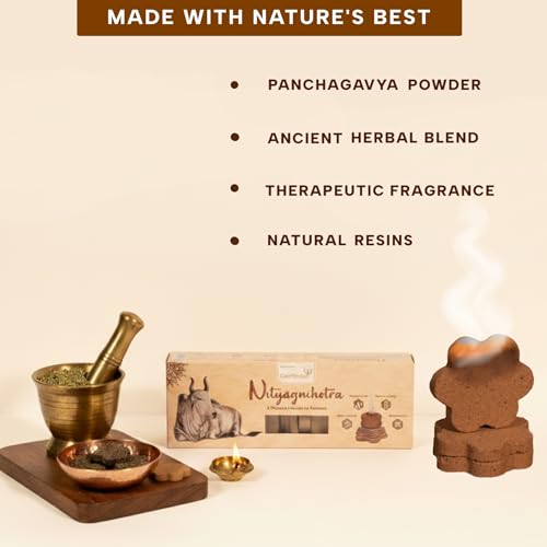GOW DURBAR GowDurbar Nityagnihotra Natural Havan Cakes 18 Pieces | Vedic Agnihotra Samagri with 16 Sacred Herbs & Desi Cow Panchagavya | Low Smoke| for Pooja, Havan, Meditation & Home Purification - Image 3