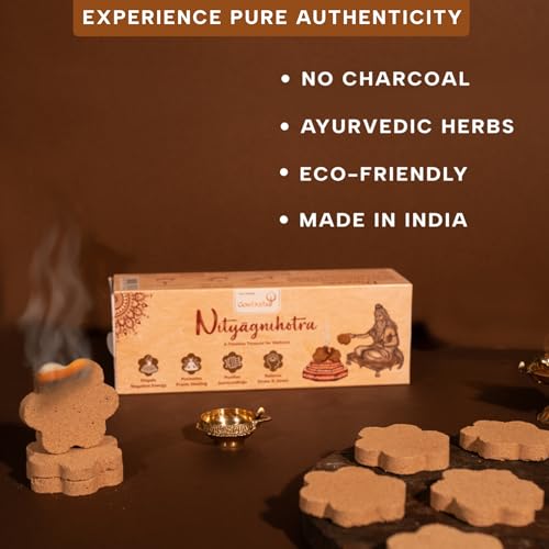GOW DURBAR GowDurbar Nityagnihotra Natural Havan Cakes 18 Pieces | Vedic Agnihotra Samagri with 16 Sacred Herbs & Desi Cow Panchagavya | Low Smoke| for Pooja, Havan, Meditation & Home Purification - Image 2