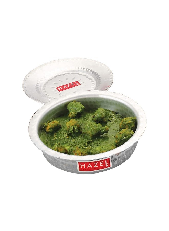 Hazel وعاء هازيل من الألمنيوم مع غطاء بتشطيب مطروق قاع دائري للأواني الغليان، 23 سم، 1700 مل - Image 5