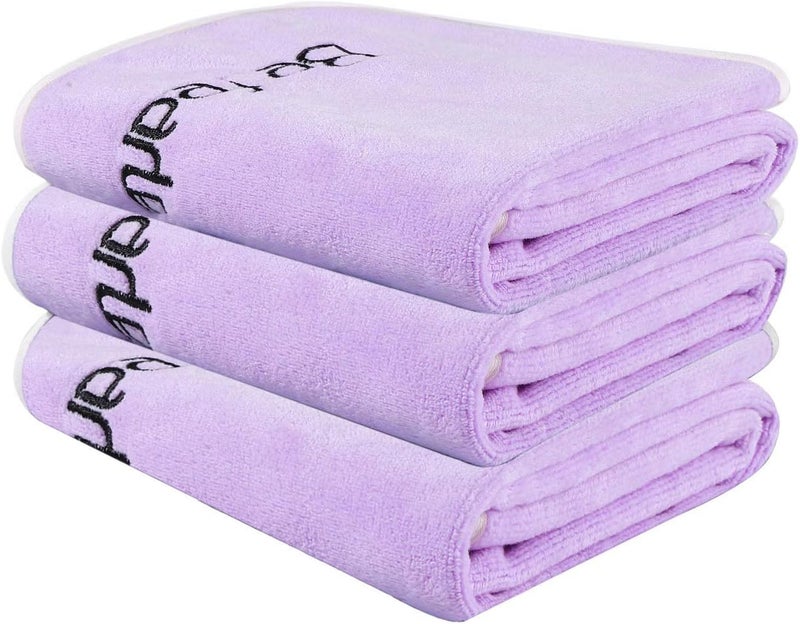 Bobor 3-Pack 14 x 29 Inch Gym Towels for Women Sweat, Workout Sweat Towel for Men Gym, Super Absorbent, Fast Drying Fitness Exercise Towels for Sweat, Soft Microfiber (Purple 3 Pack, 14" x 29") - Image 2