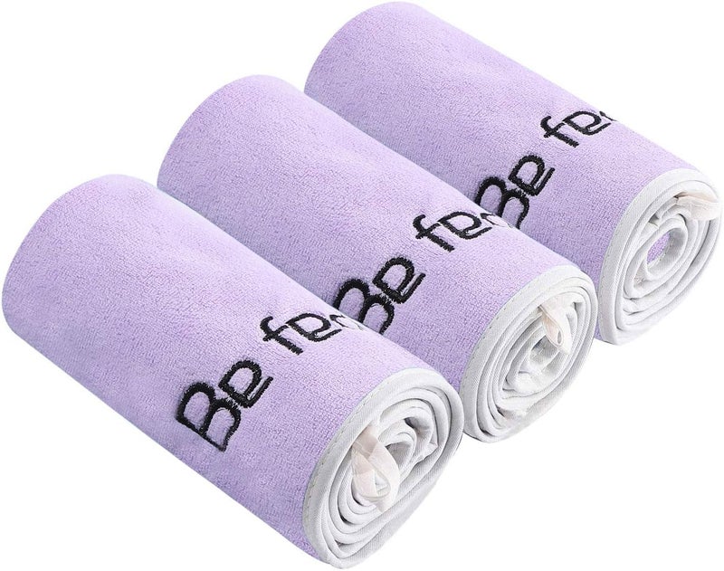 Bobor 3-Pack 14 x 29 Inch Gym Towels for Women Sweat, Workout Sweat Towel for Men Gym, Super Absorbent, Fast Drying Fitness Exercise Towels for Sweat, Soft Microfiber (Purple 3 Pack, 14" x 29") - Image 1