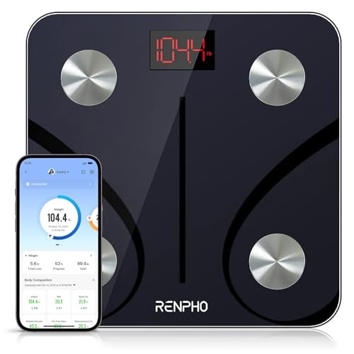 RENPHO Bluetooth Body Fat Scale, Digital Weight Scale Bathroom Smart Body Composition Analyzer Wireless BMI Compact Scale Health Monitor with Smartphone APP, 396 lbs - Image 1