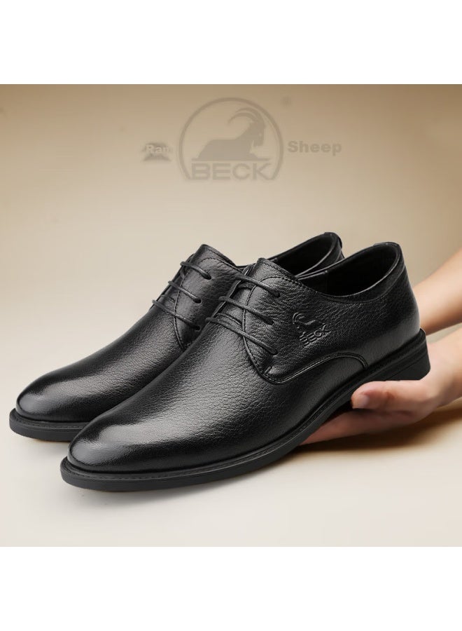 Beck Men's Lambskin Leather Dress Shoes, British Style Trendy Formal Shoes, Professional Commuter Derby Shoes, Black, Size 42 - Image 1
