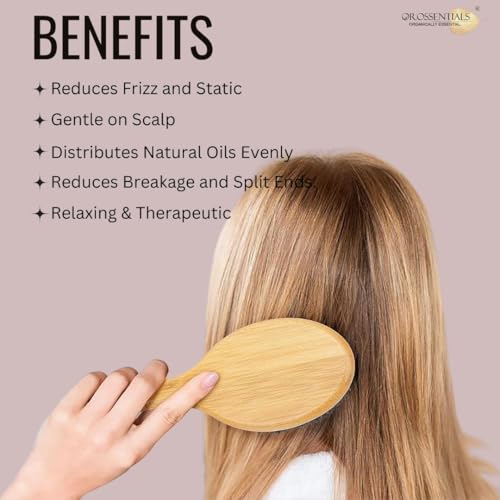 OROSSENTIALS Wooden Bristle Paddle Hair Brush For Men and Women Oval Style (Big) | Oval Big Bamboo | Wooden Paddle Hair Brush for Women & Men | Eco-Friendly Anti-Frizz Hairbrush for Smooth & Healthy Hair | | Large for Detangling & Styling - Image 2
