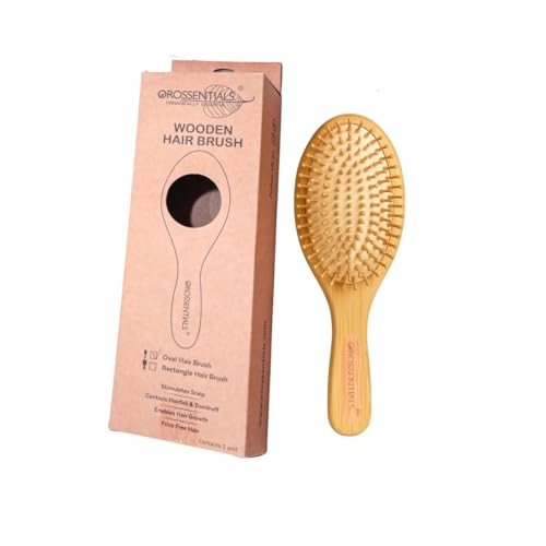 OROSSENTIALS Wooden Bristle Paddle Hair Brush For Men and Women Oval Style (Big) | Oval Big Bamboo | Wooden Paddle Hair Brush for Women & Men | Eco-Friendly Anti-Frizz Hairbrush for Smooth & Healthy Hair | | Large for Detangling & Styling - Image 1