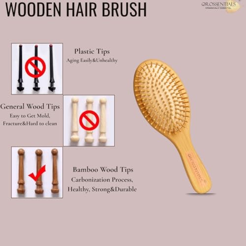 OROSSENTIALS Wooden Bristle Paddle Hair Brush For Men and Women Oval Style (Big) | Oval Big Bamboo | Wooden Paddle Hair Brush for Women & Men | Eco-Friendly Anti-Frizz Hairbrush for Smooth & Healthy Hair | | Large for Detangling & Styling - Image 5