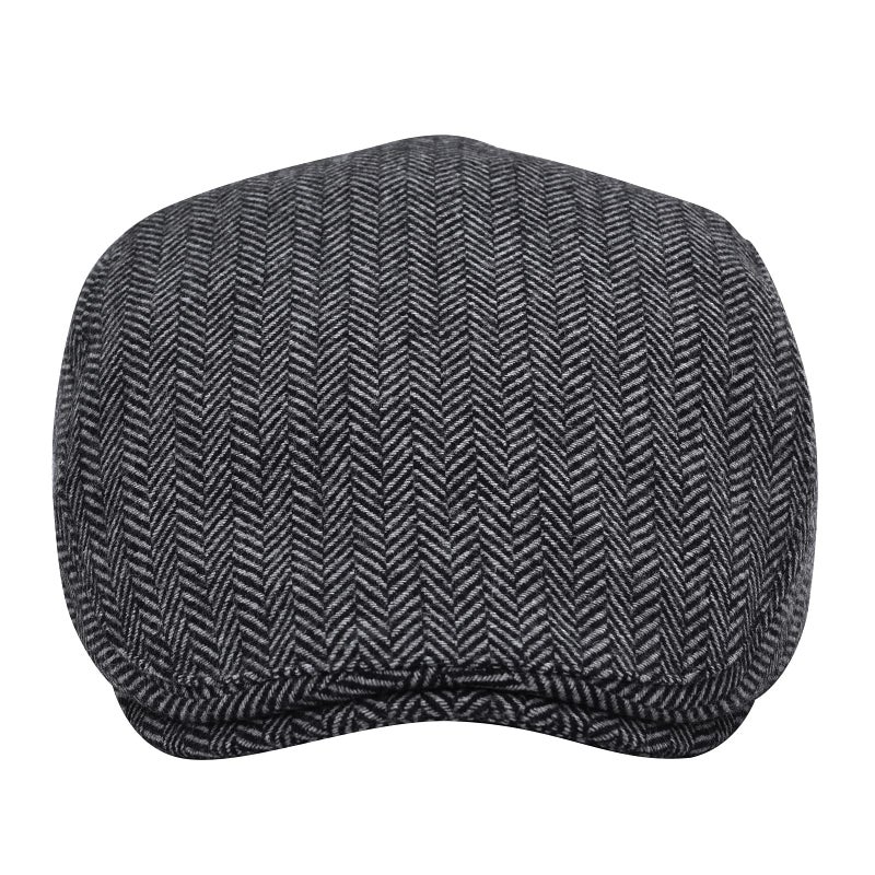 STARANCE Men's Flat Cap Wool Tweed Driving Irish Newsboy Hat (Herringbone Gray) - Image 4