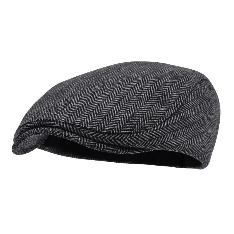 STARANCE Men's Flat Cap Wool Tweed Driving Irish Newsboy Hat (Herringbone Gray) - Image 2