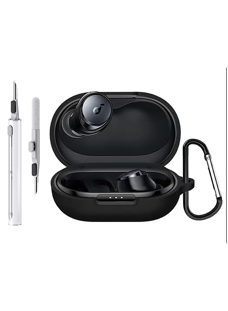 Beauenty Silicone Case for Anker Soundcore Space A40 Case Cover with Keychain/Cleaner Kit (Black) - Image 1