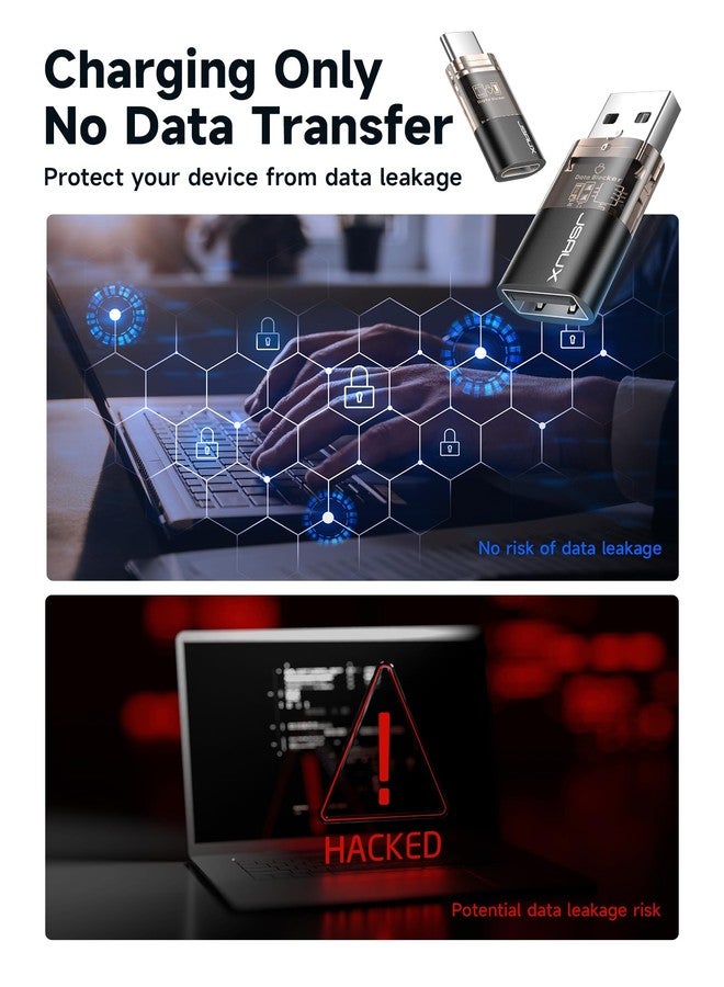 JSAUX USB Data Blocker & USB C Data Blocker (4-Pack), Transparent Type A & Type C Data Blocker Only for Charge, Protect Against Juice Jacking, Refuse Hacking Provide Safe Charging, Black - Image 2