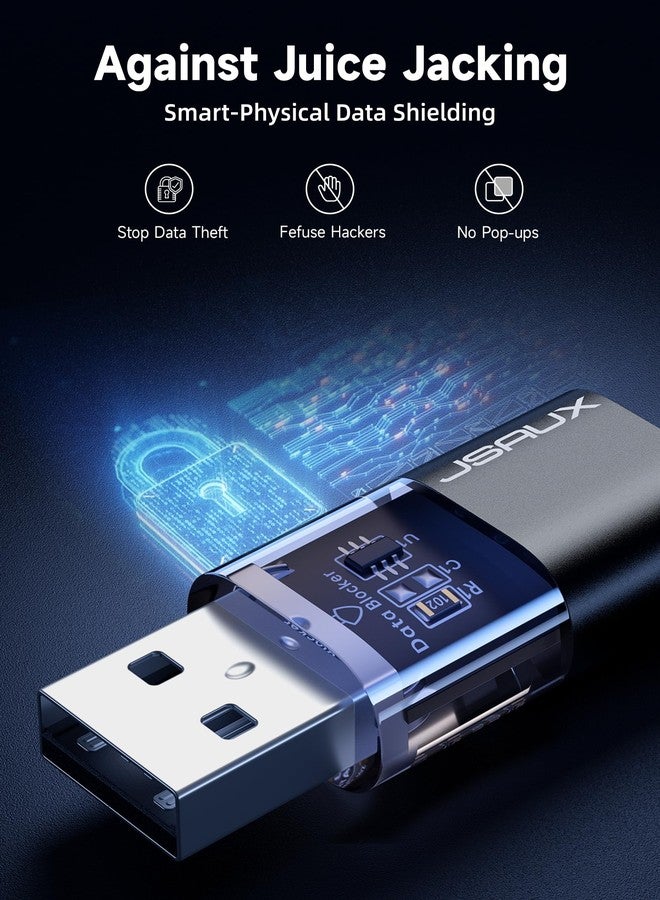 JSAUX USB Data Blocker & USB C Data Blocker (4-Pack), Transparent Type A & Type C Data Blocker Only for Charge, Protect Against Juice Jacking, Refuse Hacking Provide Safe Charging, Black - Image 5