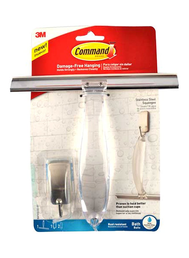 Command Bath Squeegee And Satin Nickel Hook