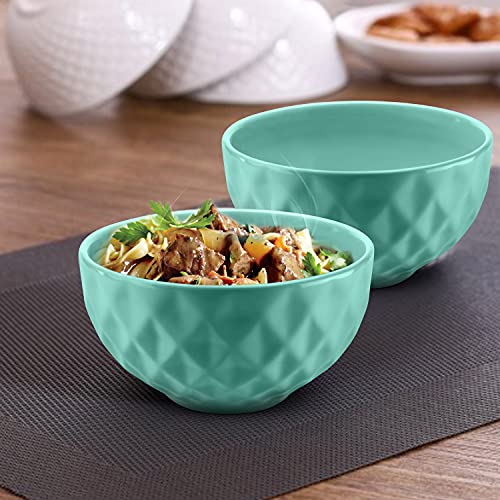 URBAN CHEF Ceramic Bowls | 500 ML | Kitchen Accessories Items, Microwave Safe Bowl, Serving Bowl, Bowl Set, Bowls for Kitchen, Mixing Bowl, Prism Ceramic Handcrafted (Set of 2 - Sea Green) - Image 1
