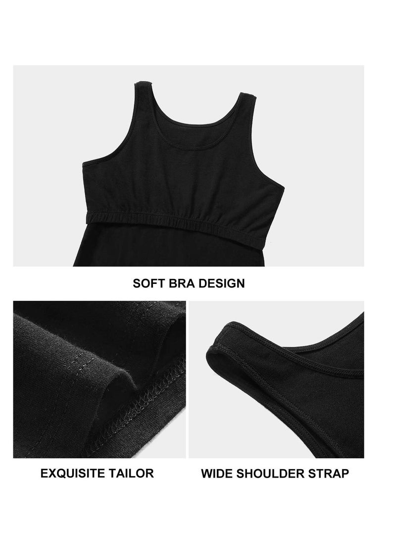 Mesery - Tank Tops For Women Built In Bra Shelf Bra Tanks Layering Undershirts-BLack - Image 1