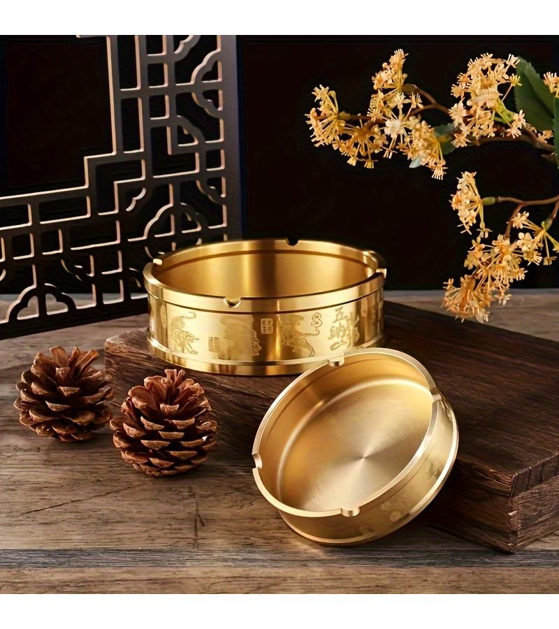 Creative Pure Brass Tiger Ashtray 1pc For Home Hotel Bar Office Decoration Gift - Image 2