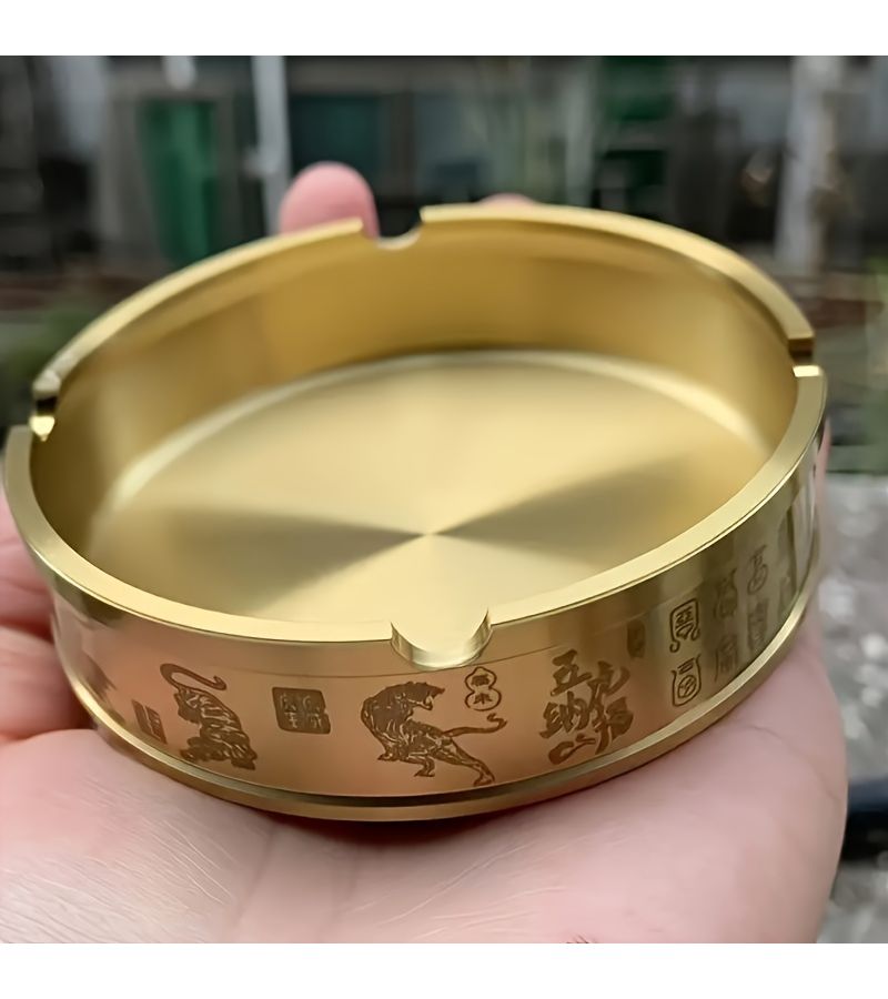Creative Pure Brass Tiger Ashtray 1pc For Home Hotel Bar Office Decoration Gift - Image 1