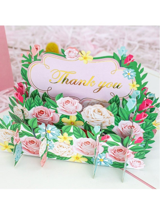 بيوينتي بطاقة تهنئة ثلاثية الأبعاد لعيد الشكر، بطاقة تذكارية بمناسبة يوم المعلم مزينة بالزهور المنقوشة