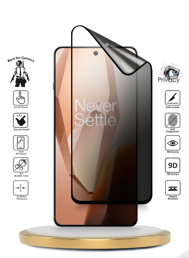 Wtech OnePlus 13R 5G 2025 / Ace 5 5G 2024 / Ace 5 Pro 5G 2024 Premium Nano Ceramic Privacy Full Glue Full Cover Matte Flexible Screen Protector (MSCNMP) - Clear/Black - Image 2