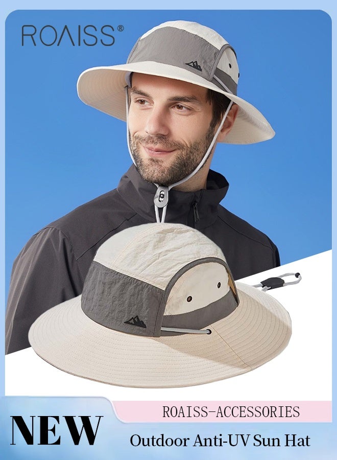 roaiss Men's Outdoor Anti-UV Sun Hat，UPF50+ Sun Protection Wide Brim Cap, Breathable Quick-drying Sunshade Climbing Hat Suitable for Summer Travel and Hiking - Image 1