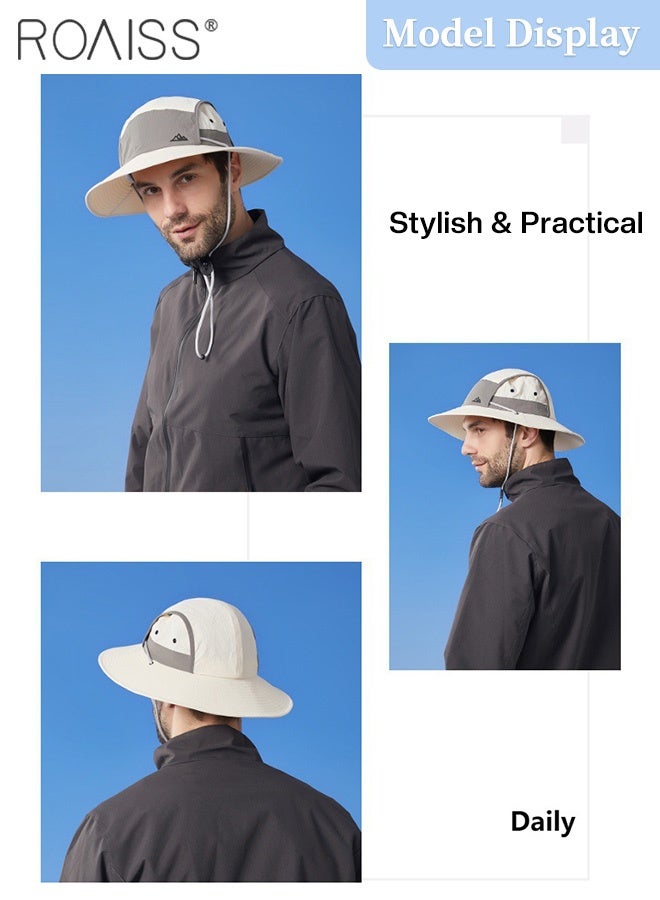 roaiss Men's Outdoor Anti-UV Sun Hat，UPF50+ Sun Protection Wide Brim Cap, Breathable Quick-drying Sunshade Climbing Hat Suitable for Summer Travel and Hiking - Image 2