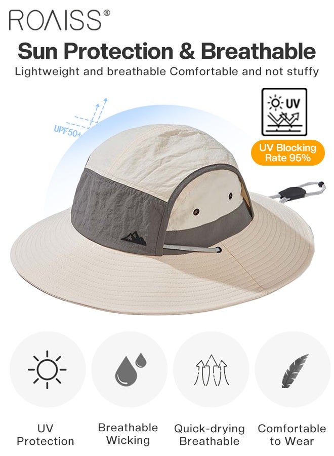 roaiss Men's Outdoor Anti-UV Sun Hat，UPF50+ Sun Protection Wide Brim Cap, Breathable Quick-drying Sunshade Climbing Hat Suitable for Summer Travel and Hiking - Image 5