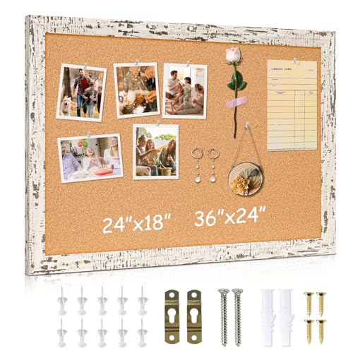 DOLLAR BOSS Cork Board for Wall - 24 X 18 Inches, Birch Bark Framed Bulletin Board Corkboard Decorative Hanging Pin Board for Office & Home Decor - Image 1