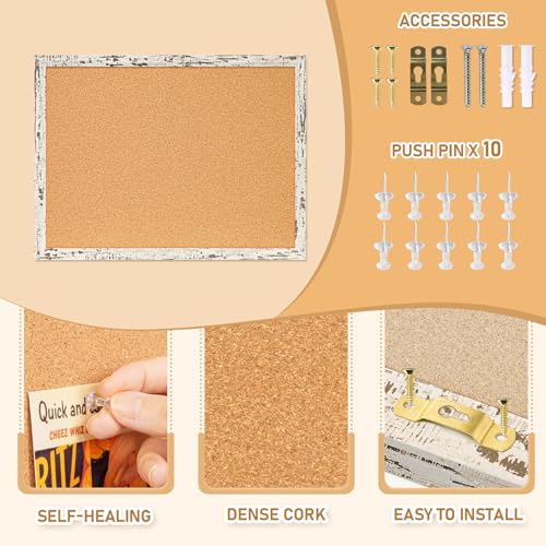 DOLLAR BOSS Cork Board for Wall - 24 X 18 Inches, Birch Bark Framed Bulletin Board Corkboard Decorative Hanging Pin Board for Office & Home Decor - Image 2
