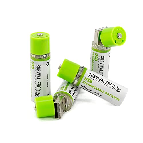 Survival Frog EasyPower USB AA Rechargeable Batteries -1.2V/1450 mAh Long Lasting Double A USB Rechargeable Batteries - Rechargeable Batteries Co. - (4 Pack) - Image 1