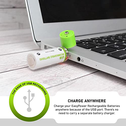 Survival Frog EasyPower USB AA Rechargeable Batteries -1.2V/1450 mAh Long Lasting Double A USB Rechargeable Batteries - Rechargeable Batteries Co. - (4 Pack) - Image 3